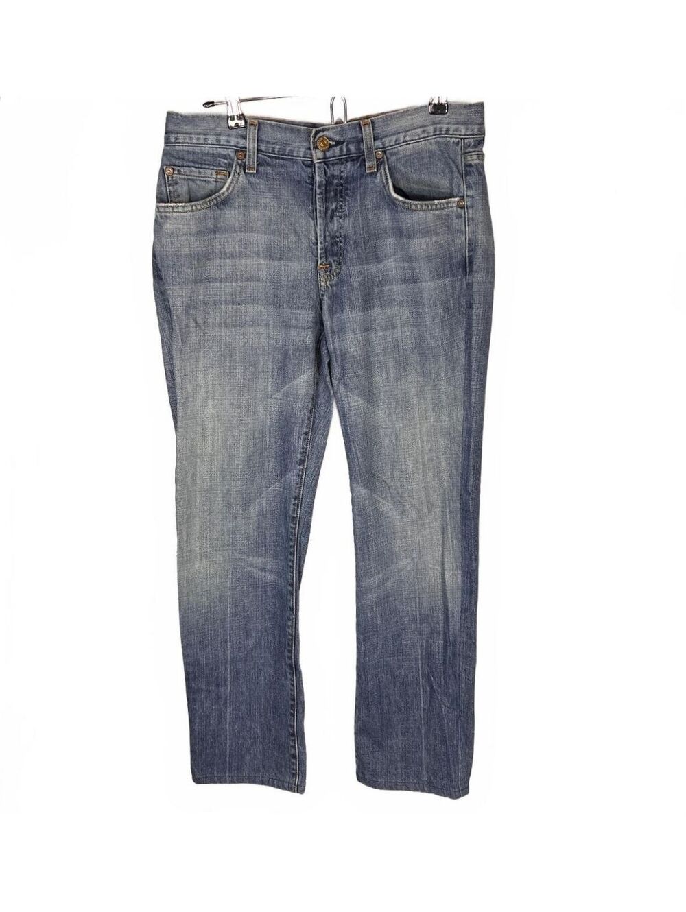 Vintage 7 For All Mankind Y2K Distressed Relaxed Fit Button Fly Denim Jeans 30